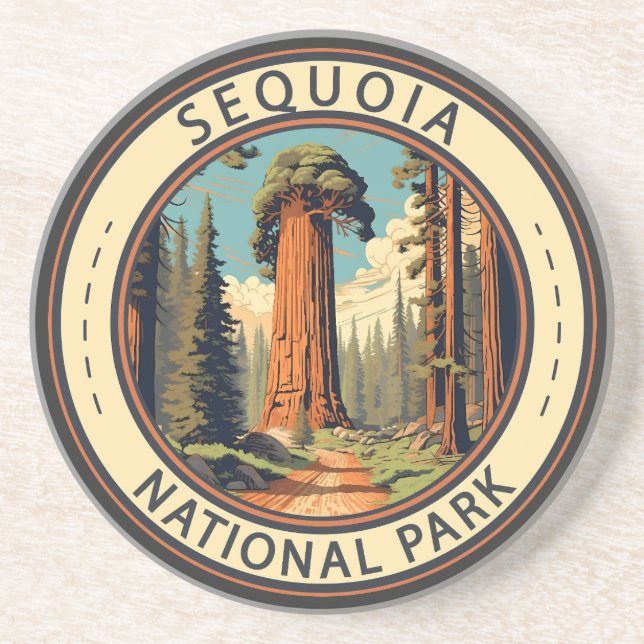 Sequoia National Park Illustration Travel Art Underlägg (Framsidan)