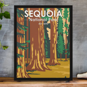 Sequoia National Park Jättelika Sequoia Träd Vinta Poster