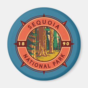 Sequoia National Park Retro Compass Emblem Magnet