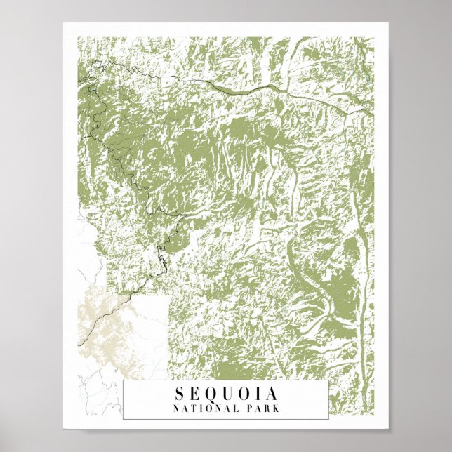 Sequoia National Park Retro Street Karta Poster (Framsidan)