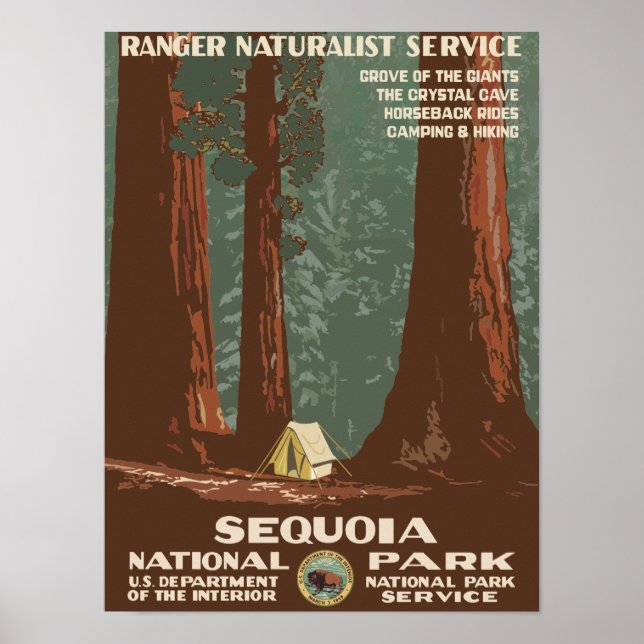 Sequoia National Park USA Vintage resor Poster (Framsidan)