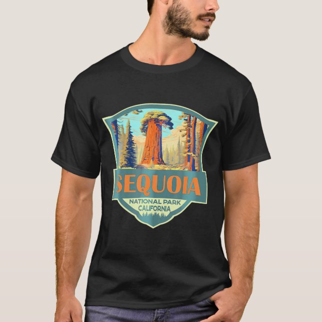 Sequoia nationalpark Illustration Travel Retro Ba T Shirt (Framsida)