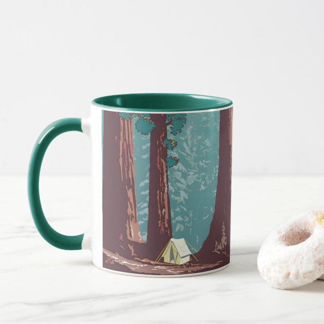 Sequoia nationalpark Tält Camping Mugg (Med munk)