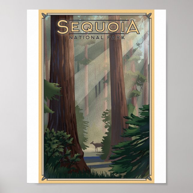 Sequoia nationalparken Litho Artwork Poster (Framsidan)