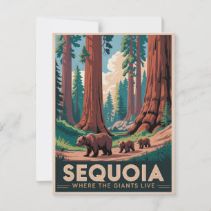 Sequoias nationalpark Bears Vintage resor Poster Vykort