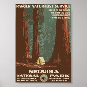 Sequoias nationalpark Vintage resor Poster