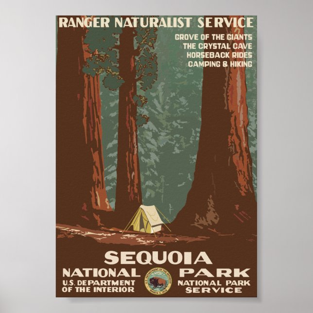 Sequoias nationalpark Vintage resor Poster (Framsidan)