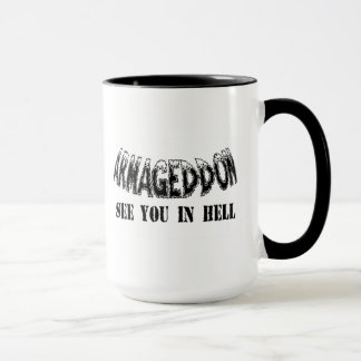 "Ser armageddonen dig i den helvete" mug.en Mugg