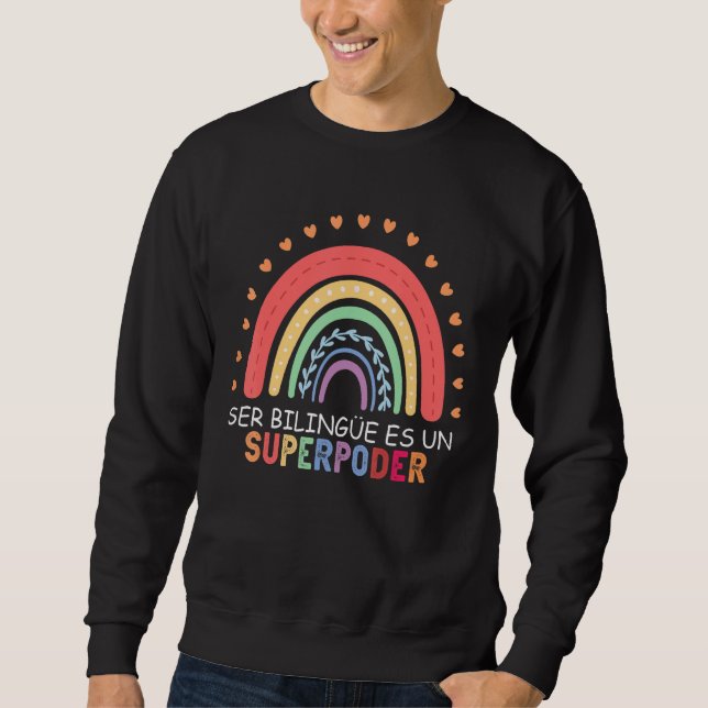 Ser bilingue es un superpoder Spain Teacher back Lång Ärmad Tröja (Framsida)
