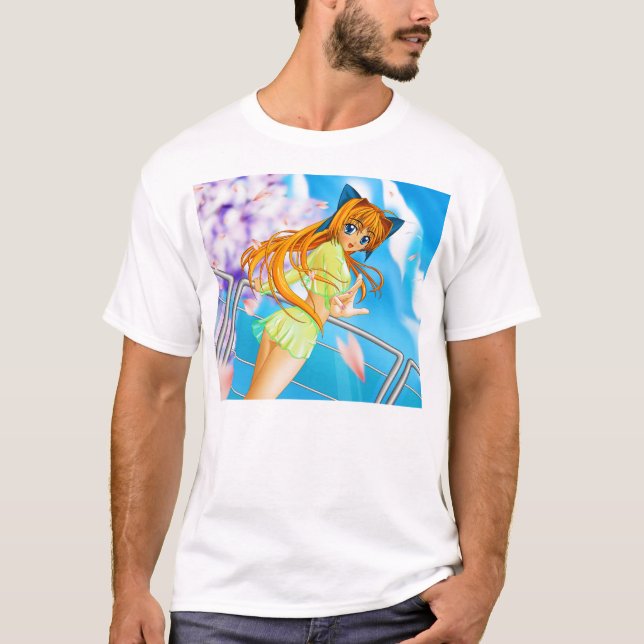 Ser den gulliga flickan för Manga Anime in igenom T Shirt (Framsida)