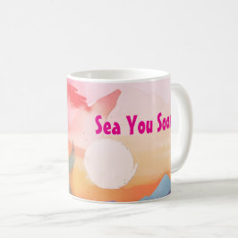 Ser Er Snart Vattenfärgs Beach Tema Kaffemugg
