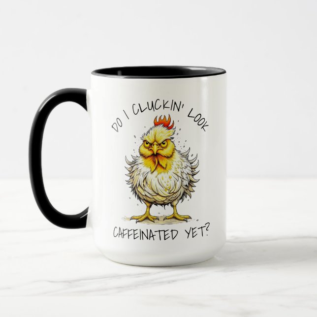 Ser jag ut att vara koffeinpåverkad än? Rolig arg  Mugg (Vänster)