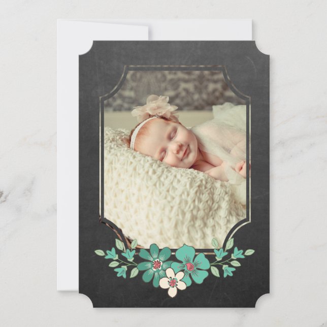 Ser lantlig blom- typografismutt N för den svart Inbjudningar (Framsida)