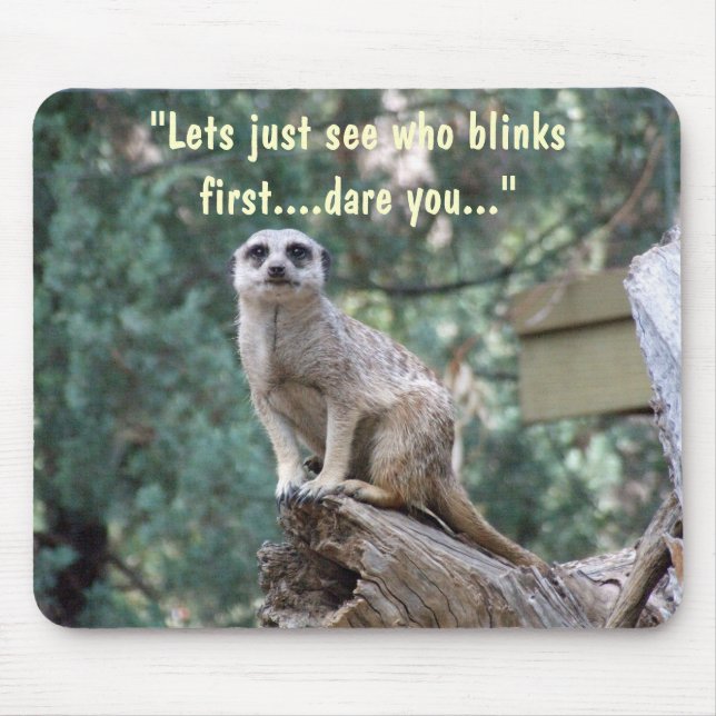 "Ser Lets vem blinkar först.", rolig mousepad. Musmatta (Framsidan)