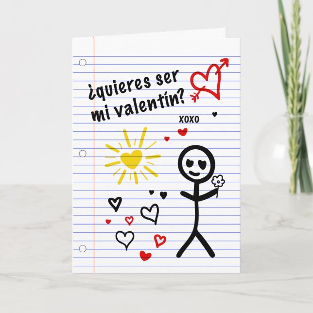 ser mi valentin bocetos de papel de cuaderno helgkort (Framsida)