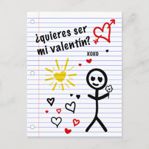 ser mi valentin bocetos de papel de cuaderno vykort