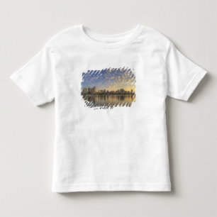 Ser över False Creek mot siluetten av Tee Shirt