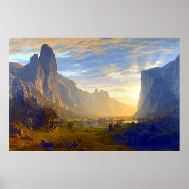Ser på Yosemite Valley Albert Bierstadt 1865 Poster (Framsidan)