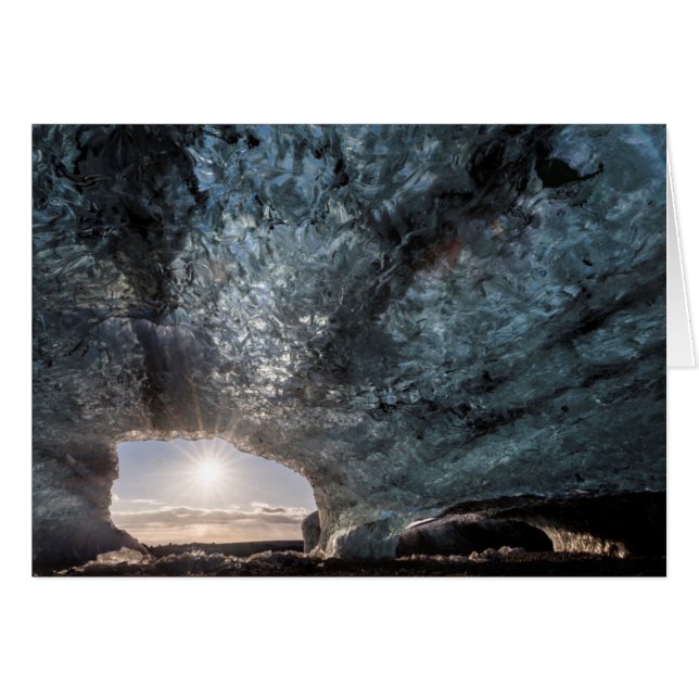 Ser ut från en isgrotta, Island Hälsningskort (Framsidan Horizontal)