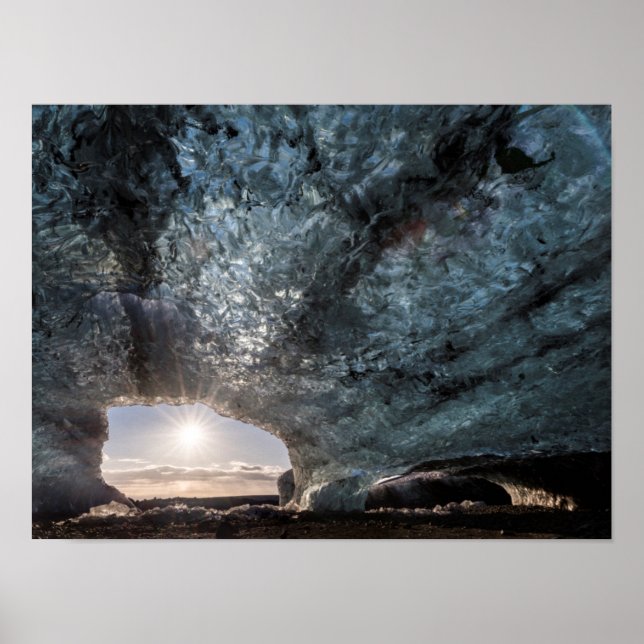 Ser ut från en isgrotta, Island Poster (Framsidan)