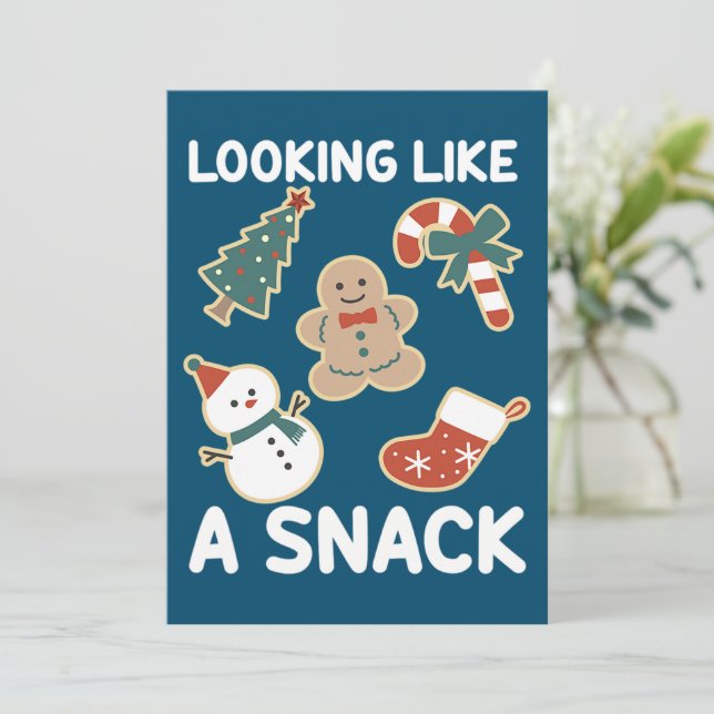 Ser ut som ett mellanmål God Jul Tomte Mellanmål Julkort (Stående Fram)