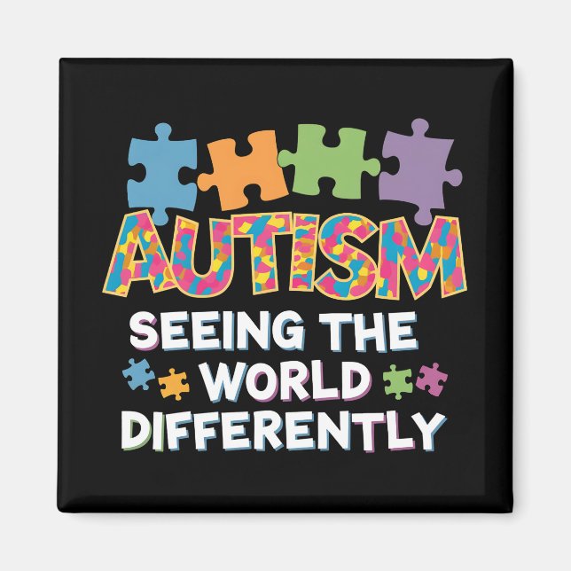 Ser Världen Annorlunda Autism Acceptans Magnet (Framsidan)