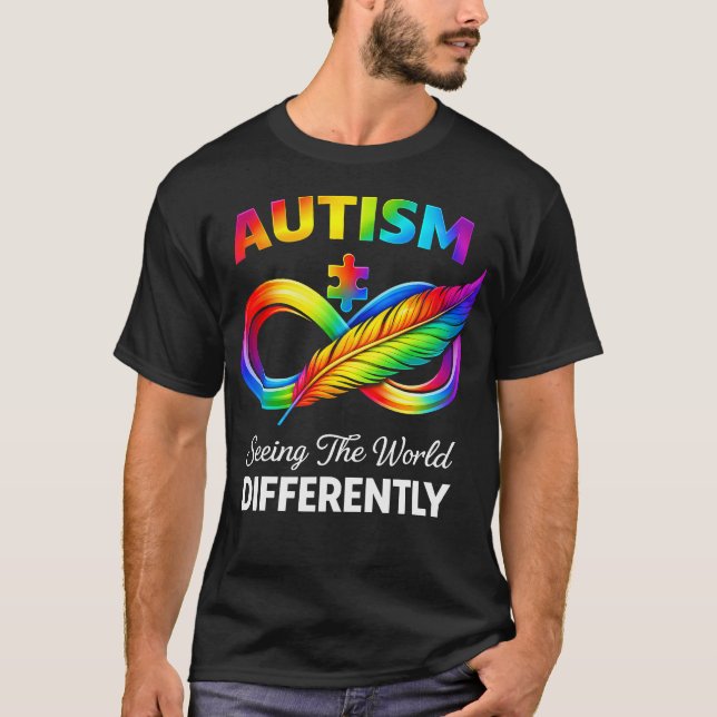 Ser Världen Annorlunda Autism Acceptans T Shirt (Framsida)