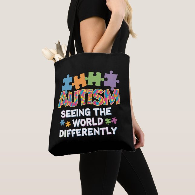 Ser Världen Annorlunda Autism Acceptans Tygkasse (Närbild)