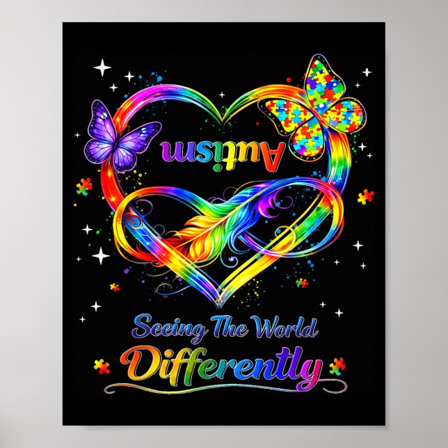 Ser världen annorlunda autism medvetenhet flicka poster (Framsidan)