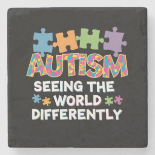Ser världen annorlunda Autismmedvetenhet Stenunderlägg