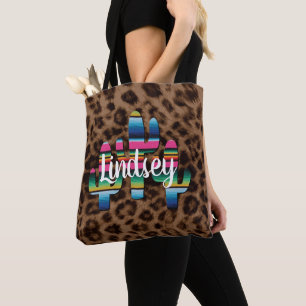 Serape Cactus Leopard Skriv ut Westernare Cowgirl- Tygkasse
