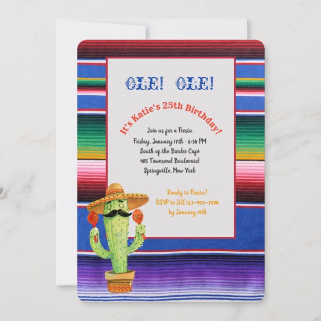 Serape Fiesta-inbjudan Inbjudningar (Framsida)