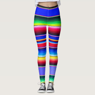 Serape för ljusa blått randig damasker leggings