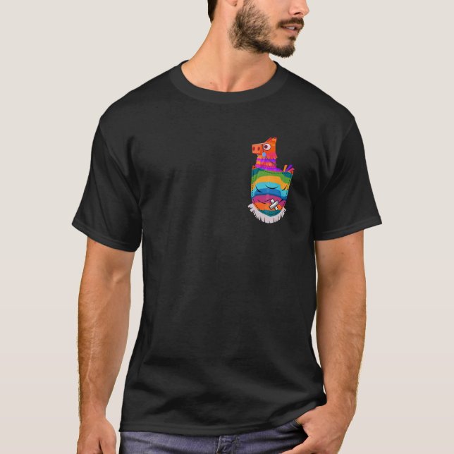 Serape Pocket Pinata Mexican Funny Fiesta Cinco De T Shirt (Framsida)