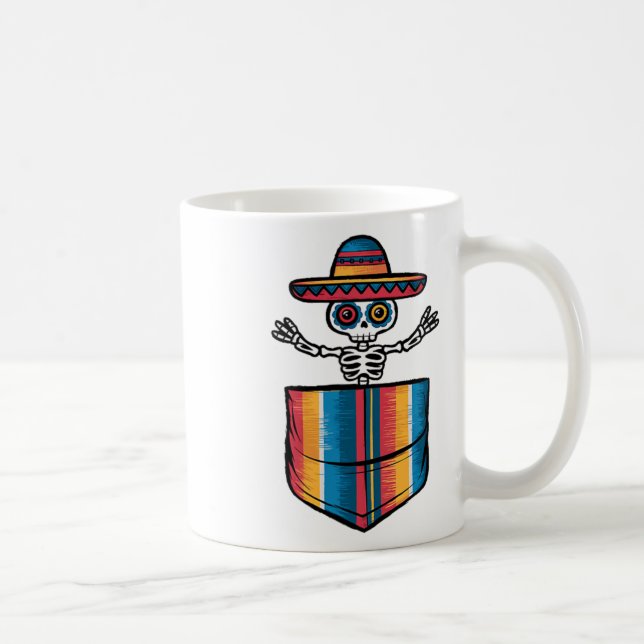 Serape Skeleton Mariachi Pocket Cinco De Mayo Mexi Kaffemugg (Höger)