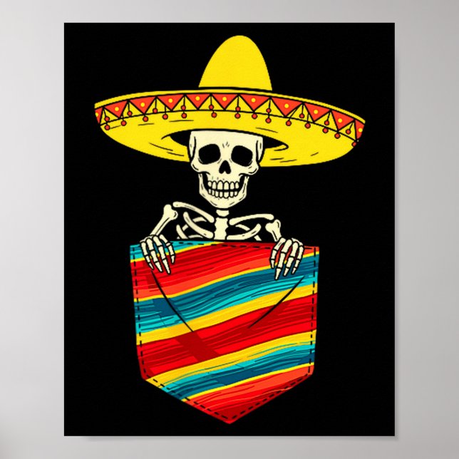 Serape skelett mariachi ficka cinco de mayo poster (Framsidan)