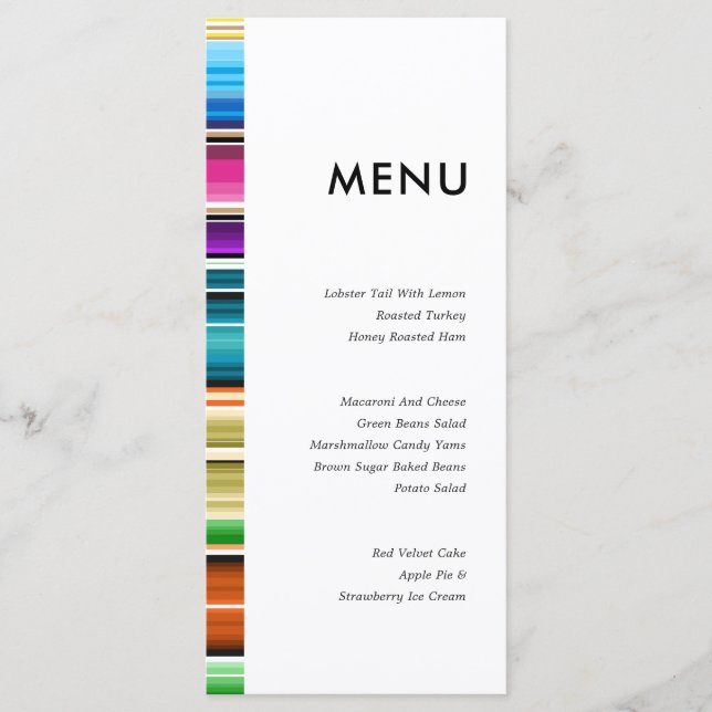 Serape Summer Rand | Bröllop Menu Meny (Framsida)