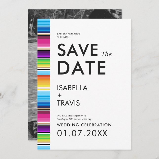 Serape Vår Rand | Spara datum i fotot Inbjudningar (Fram/baksida)