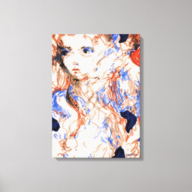 Seraph Angel Mythical Creature Bläck Pen Teckning Canvastryck (Framsida)