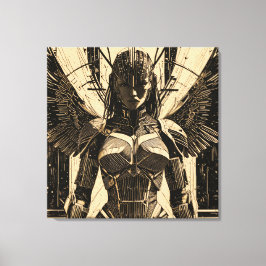 Seraph Engel in Steinrüstung - Geometrisch Canvastryck