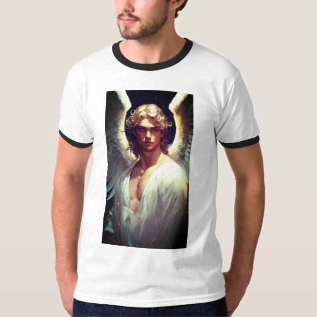 "Seraphic Dreams Boy med Vingar Print T-Shirt. T Shirt (Framsida)