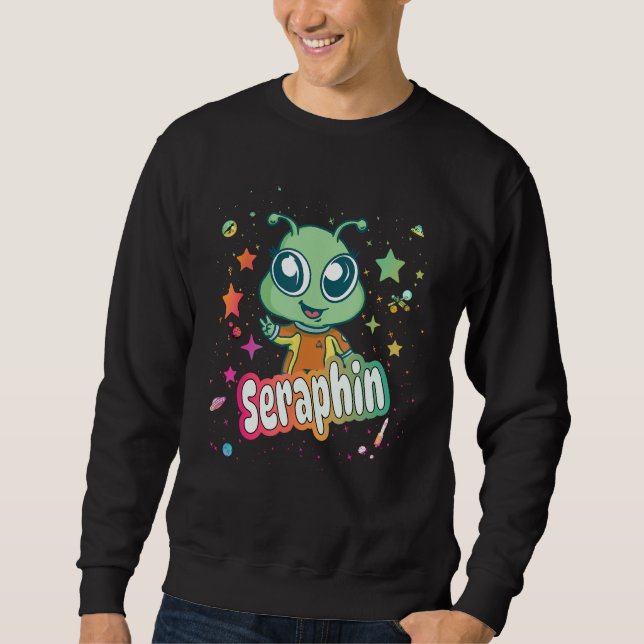 SERAPHIN - Cute Boy Namn med söt Alien Lång Ärmad Tröja (Framsida)
