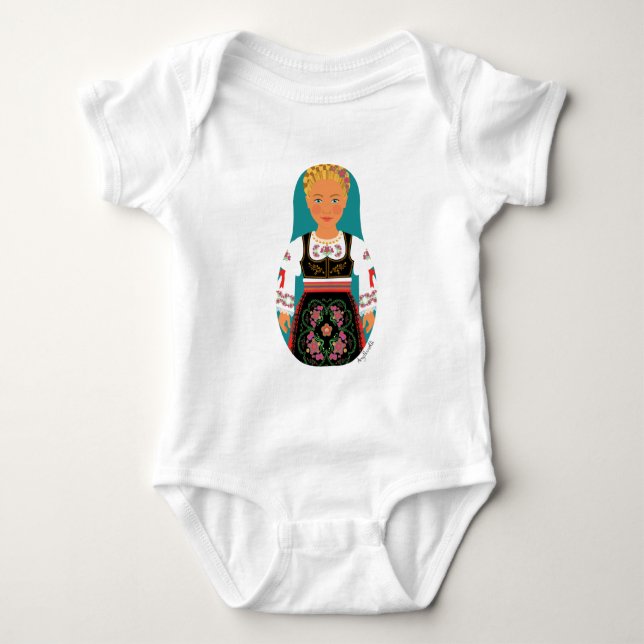 Serb Blond Matryoshka Baby Bodysuit T Shirt (Framsida)