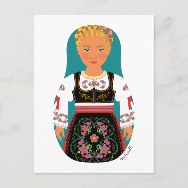 Serb Blonde Matryoshka-vykort Vykort (Framsida)