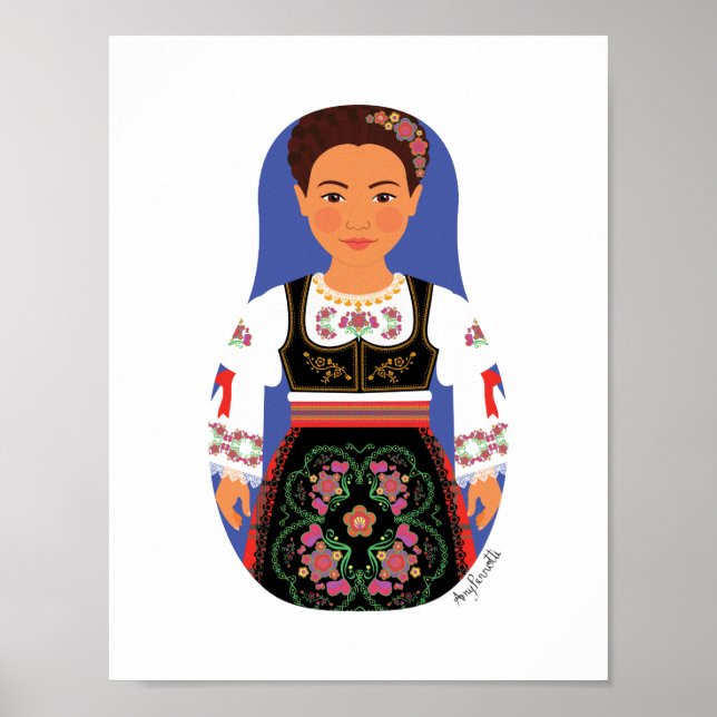 Serb Brunette Matryoshka Poster (Framsidan)