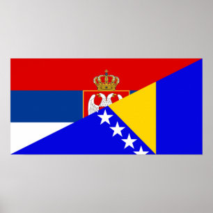 serbia bosnia Hercegovina flagga land halv symbol Poster