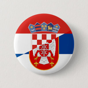 serbia croatia flagga halv symbol knapp