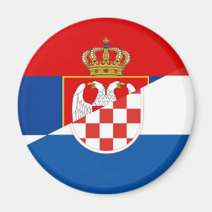 serbia croatia flagga halv symbol magnet