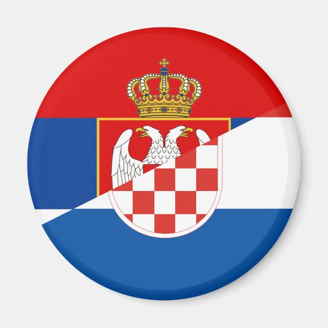 serbia croatia flagga halv symbol magnet (Framsidan)
