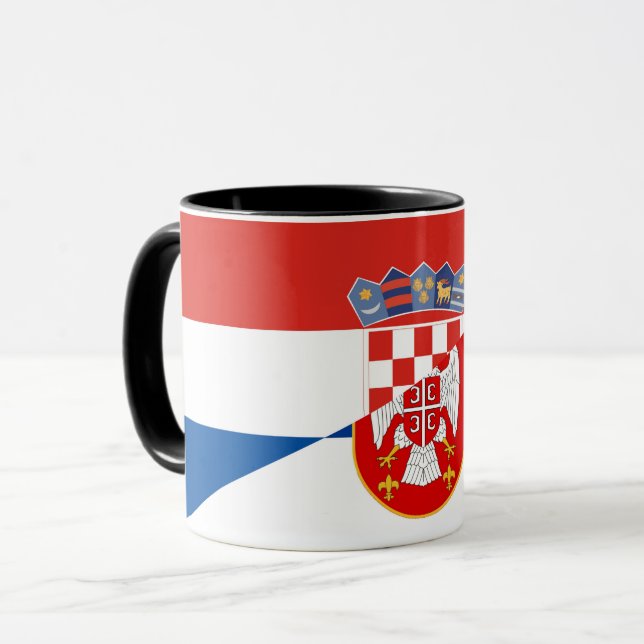 serbia croatia flagga halv symbol mugg (Framsida vänster)